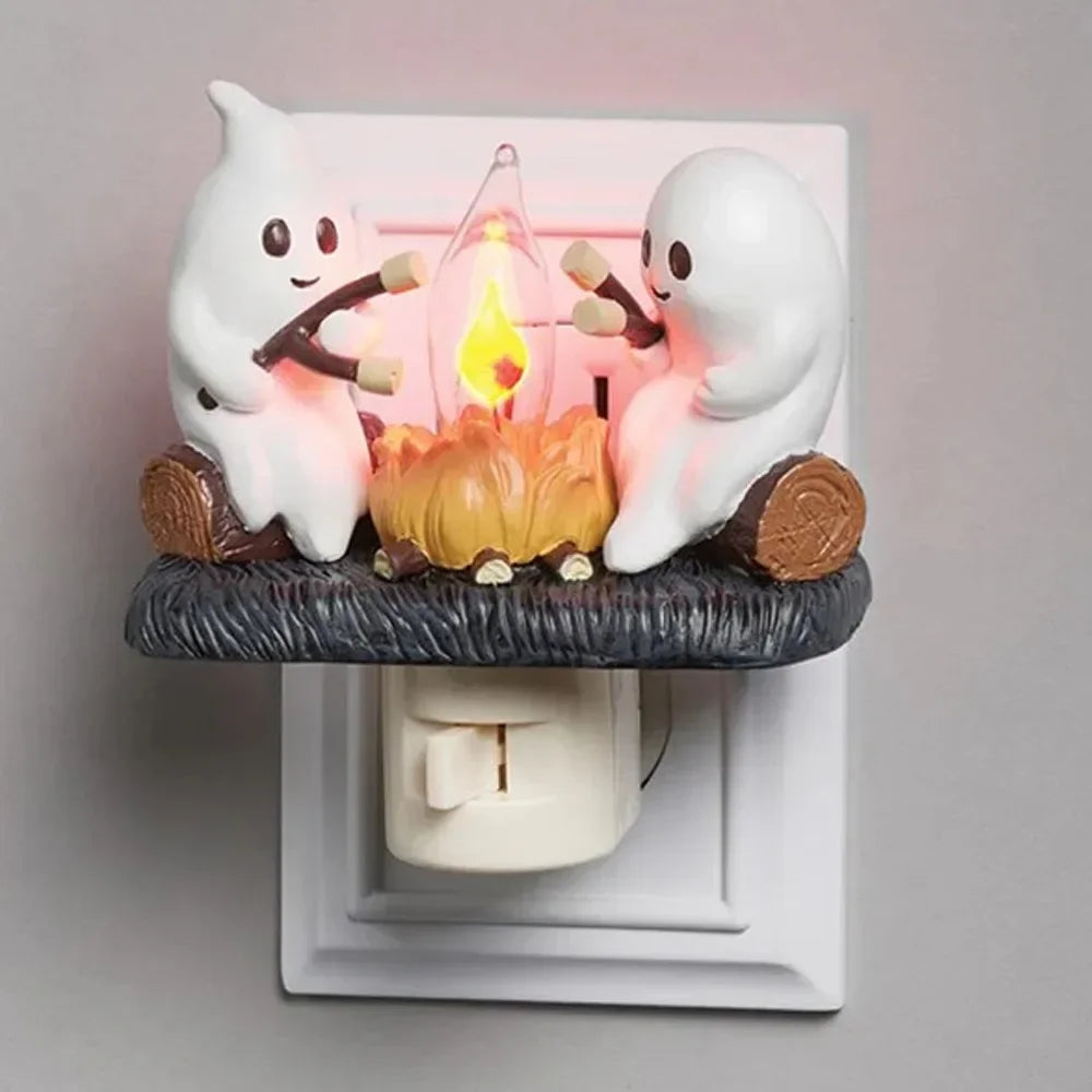 Halloween Ghost Roasting Campfire Night Light, Outdoor and Indoor Horror Decoration Glowing Spooky LED Lamp,Halloween Decoration