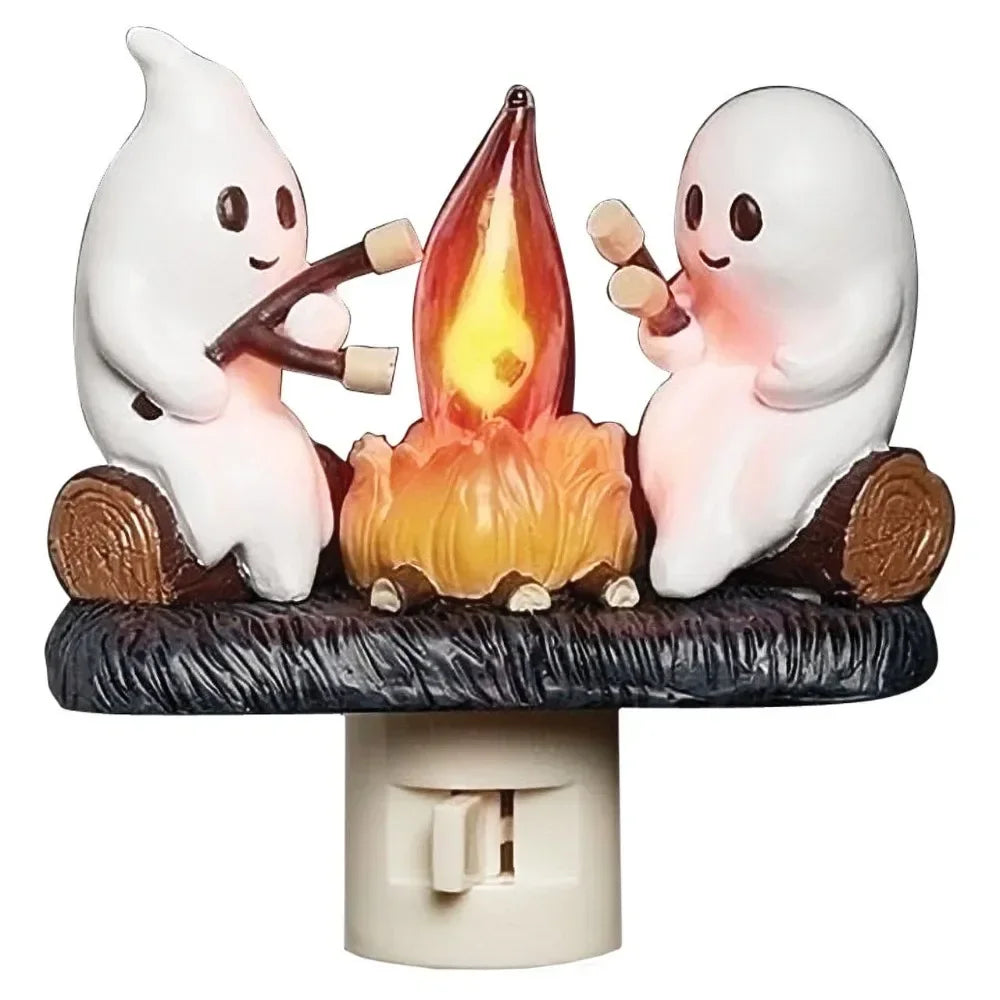 Halloween Ghost Roasting Campfire Night Light, Outdoor and Indoor Horror Decoration Glowing Spooky LED Lamp,Halloween Decoration