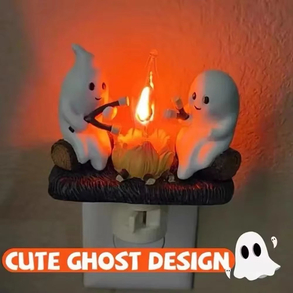 Halloween Ghost Roasting Campfire Night Light, Outdoor and Indoor Horror Decoration Glowing Spooky LED Lamp,Halloween Decoration